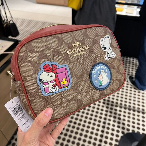 Coach X Peanuts Jamie Camera Bag Signature Canvas Patches Crossbody ~NWT~ CF304 - Picture 2 of 6
